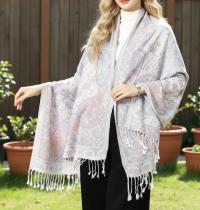 Reversible Soft Pashmina Shawl & Scarf for Women, Jacquard Brocade, Shawl, Sarong or Head Wraps