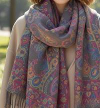 Reversible Soft Pashmina Shawl & Scarf for Women, Jacquard Brocade, Shawl, Sarong or Head Wraps