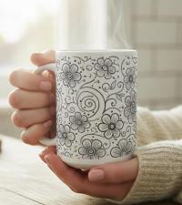 Floral Cups -  Large and Small Ceramic Mugs