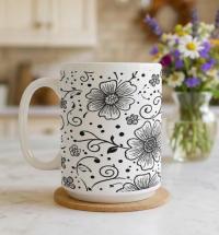 Floral Cups -  Large and Small Ceramic Mugs