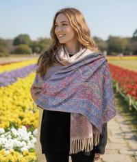 Soft Pashmina Shawl & Scarf for Women, Jacquard Brocade, Shawl, Sarong or Head Wraps