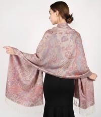Reversible Soft Pashmina Shawl & Scarf for Women, Jacquard Brocade, Shawl, Sarong or Head Wraps