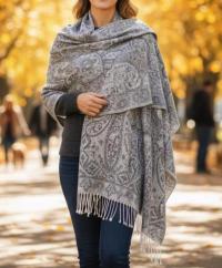 Reversible Soft Pashmina Shawl & Scarf for Women, Jacquard Brocade, Shawl, Sarong or Head Wraps