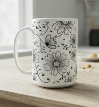 Floral Cups -  Large and Small Ceramic Mugs
