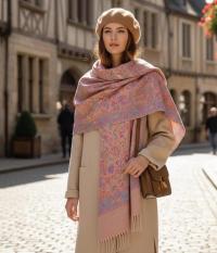 Reversible Soft Pashmina Shawl & Scarf for Women, Jacquard Brocade, Shawl, Sarong or Head Wraps