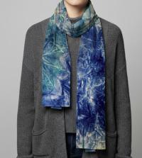 Tie Dye Velvet Scarf, Blue and Green, Aqua and Turquoise