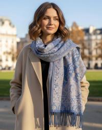 Reversible Soft Pashmina Shawl & Scarf for Women, Jacquard Brocade, Shawl, Sarong or Head Wraps