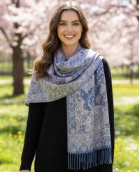 Reversible Soft Pashmina Shawl & Scarf for Women, Jacquard Brocade, Shawl, Sarong or Head Wraps
