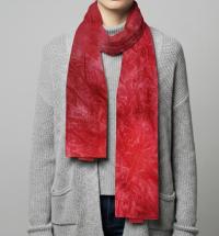 Tie Dye Velvet Scarf, Strawberry, Red and Pink Dyed Crushed Velvet