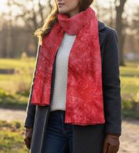 Tie Dye Velvet Scarf, Strawberry, Red and Pink Dyed Crushed Velvet