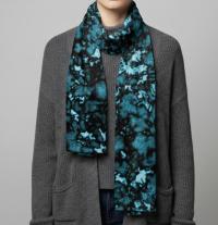 Velvet Scarf, Teal, Black and Green, Super Soft Long Scarf