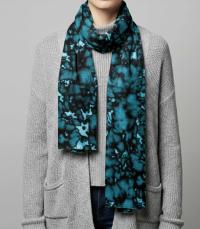 Velvet Scarf, Teal, Black and Green, Super Soft Long Scarf