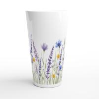 Set of Latte Mugs, Floral Cup Set, 17 oz
