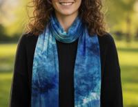 Tie Dye Velvet Scarf, Blue and Green, Aqua and Turquoise