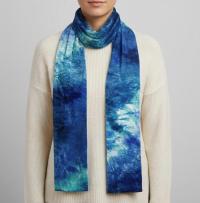 Tie Dye Velvet Scarf, Blue and Green, Aqua and Turquoise