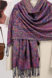 Soft Pashmina Shawl & Scarf for Women, Jacquard Brocade, Shawl, Sarong or Head Wraps