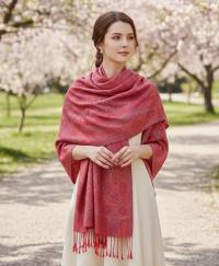 Reversible Soft Pashmina Shawl & Scarf for Women, Jacquard Brocade, Shawl, Sarong or Head Wraps