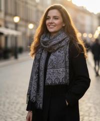 Reversible Soft Pashmina Shawl & Scarf for Women, Jacquard Brocade, Shawl, Sarong or Head Wraps