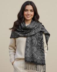 Reversible Soft Pashmina Shawl & Scarf for Women, Jacquard Brocade, Shawl, Sarong or Head Wraps