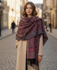 Reversible Soft Pashmina Shawl & Scarf for Women, Jacquard Brocade, Shawl, Sarong or Head Wraps