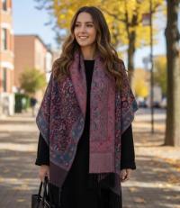 Reversible Soft Pashmina Shawl & Scarf for Women, Jacquard Brocade, Shawl, Sarong or Head Wraps