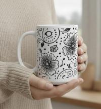 Floral Cups -  Large and Small Ceramic Mugs