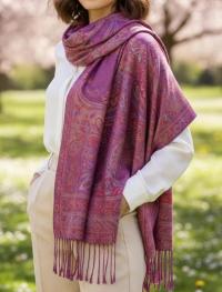 Reversible Soft Pashmina Shawl & Scarf for Women, Jacquard Brocade, Shawl, Sarong or Head Wraps