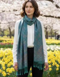 Reversible Soft Pashmina Shawl & Scarf for Women, Jacquard Brocade, Shawl, Sarong or Head Wraps