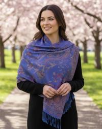 Reversible Soft Pashmina Shawl & Scarf for Women, Jacquard Brocade, Shawl, Sarong or Head Wraps