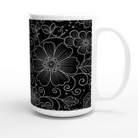 Set of Big Mugs, Floral Cup Set, Large 15 oz Matching Cups