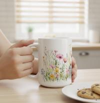 Floral Cups -  Large and Small Ceramic Mugs