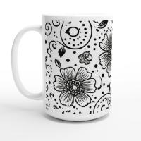 Set of Big Mugs, Floral Cup Set, Large 15 oz Matching Cups