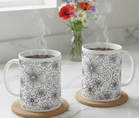 Floral Cups -  Large and Small Ceramic Mugs