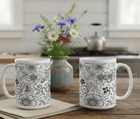 Floral Cups -  Large and Small Ceramic Mugs