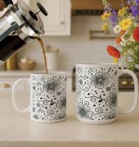 Floral Cups -  Large and Small Ceramic Mugs