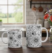 Floral Cups -  Large and Small Ceramic Mugs