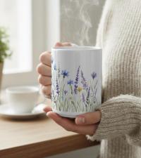 Set of Big Mugs, Floral Cup Set, 15 oz