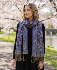Reversible Soft Pashmina Shawl & Scarf for Women, Jacquard Brocade, Shawl, Sarong or Head Wraps