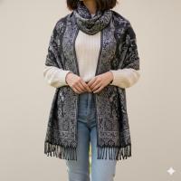 Reversible Soft Pashmina Shawl & Scarf for Women, Jacquard Brocade, Shawl, Sarong or Head Wraps