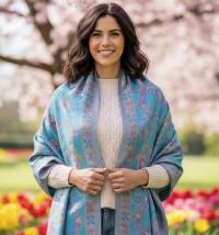 Reversible Soft Pashmina Shawl & Scarf for Women, Jacquard Brocade, Shawl, Sarong or Head Wraps