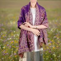 Reversible Soft Pashmina Shawl & Scarf for Women, Jacquard Brocade, Shawl, Sarong or Head Wraps