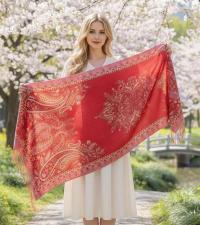 Reversible Soft Pashmina Shawl & Scarf for Women, Jacquard Brocade, Shawl, Sarong or Head Wraps