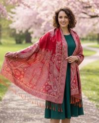 Reversible Soft Pashmina Shawl & Scarf for Women, Jacquard Brocade, Shawl, Sarong or Head Wraps