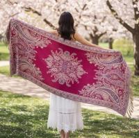 Reversible Soft Pashmina Shawl & Scarf for Women, Jacquard Brocade, Shawl, Sarong or Head Wraps