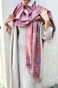 Reversible Soft Pashmina Shawl & Scarf for Women, Jacquard Brocade, Shawl, Sarong or Head Wraps