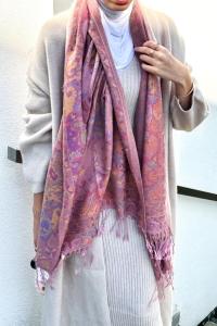 Reversible Soft Pashmina Shawl & Scarf for Women, Jacquard Brocade, Shawl, Sarong or Head Wraps