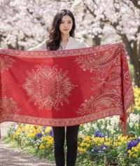 Reversible Soft Pashmina Shawl & Scarf for Women, Jacquard Brocade, Shawl, Sarong or Head Wraps