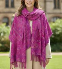Reversible Soft Pashmina Shawl & Scarf for Women, Jacquard Brocade, Shawl, Sarong or Head Wraps