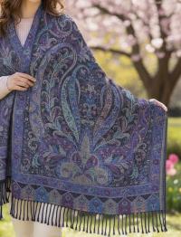 Reversible Soft Pashmina Shawl & Scarf for Women, Jacquard Brocade, Shawl, Sarong or Head Wraps