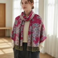 Shiny Pashmina Shawl & Scarf for Women, Jacquard Brocade, Head Wraps